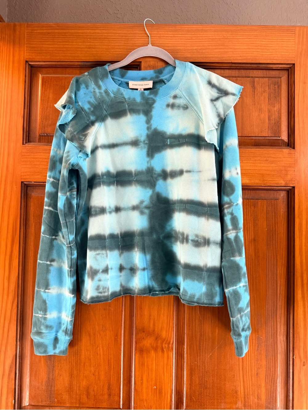 Something Navy Blue & Teal Tie-Dye Crewneck Sweatshirt